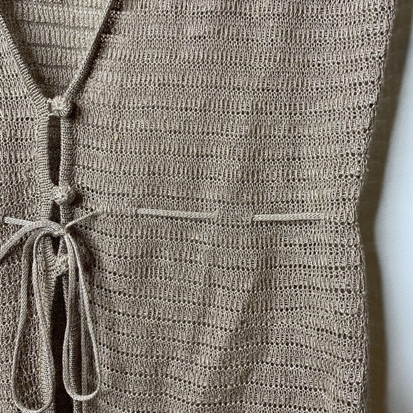 Cutter & Buck || Short Sleeve Sheer Loose Knit 3 Button Ribbon Belt Cardigan M - Picture 6 of 17